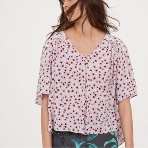 Anna Glover x H&M Patterned Crepe Blouse - (oversized) Size 10 - EUC